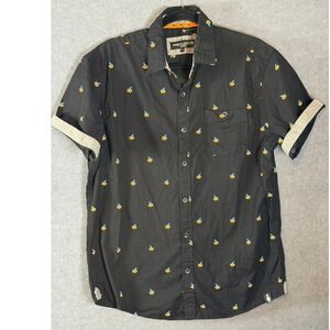 Free Planet Shirt XL Black Halloween Pumpkin Wizard Embroidered Button Up Spooky